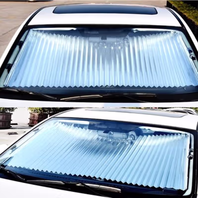 AUTOTECH Tirai Penutup Kaca Depan Mobil Pelindung Panas Sun Shade 70cm - XZM121 - Black — gambar 3