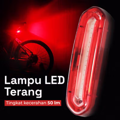 TaffLED Lampu Belakang Sepeda LED Rechargeable Tail Light 120 Lumens - AQY-096 - Red/White — gambar 3