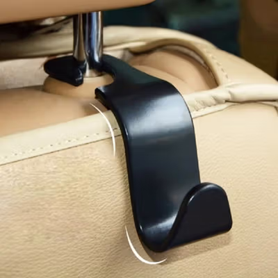 Gantungan Organizer Barang Mobil Car Headrest Hook Hanger Plastik - A219C - Black — gambar 3