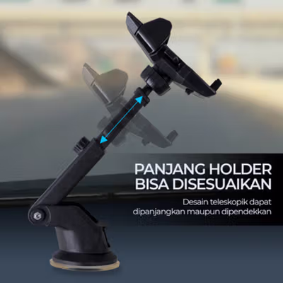 OTOHEROES Smartphone Car Holder Adjustable with Suction Cup - T003 - Black — gambar 3