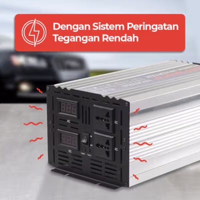 Taffware Power Inverter Mobil Pure Sine Wave DC 12V to AC 220V 6000W - NBQ6000W - Silver — gambar 3