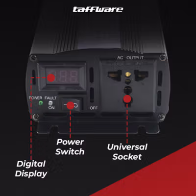 Taffware Power Inverter Mobil Pure Sine Wave DC 24 to AC 220V 1000W - NBQ1000 - Black — gambar 3