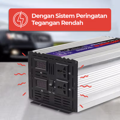Taffware Power Inverter Mobil Pure Sine Wave DC 24V to AC 220V 5000W - NBQ5000W - Silver — gambar 3