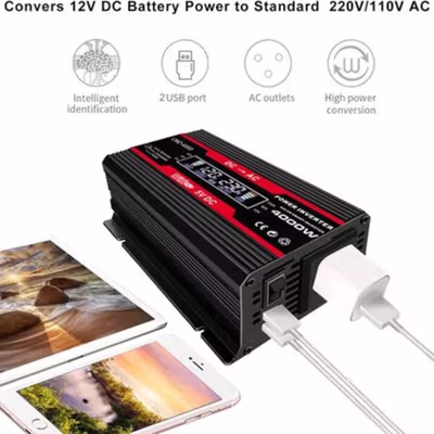 Vingtank Car Power Inverter DC 12V to AC 220V 4000W Modified Sine Wave - CMZ-4000 - Black — gambar 3