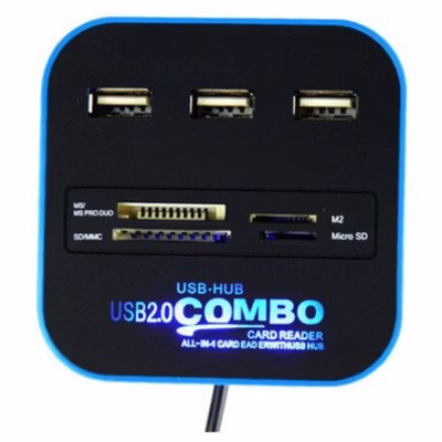 Card Reader 7in1 USB 2.0 USB Hub MicroSD MS M2 MMC - CK07 - Black — gambar 3