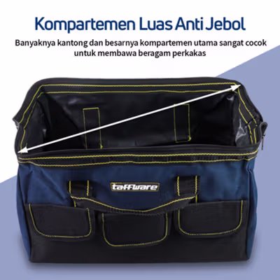Taffware Tas Perkakas Storage Tool Bag Waterproof Wear Resistant 16 Inch - A03403 - Blue — gambar 3