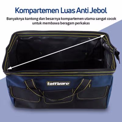 Taffware Tas Perkakas Storage Tool Bag Waterproof Wear Resistant 18 Inch - A03403 - Blue — gambar 3