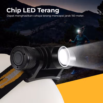 TaffLED Senter Kepala Headlamp LED IP66 800 Lumens - HP50 - Black — gambar 3