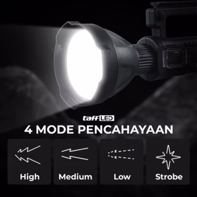 TaffLED Senter LED XHP50 Rechargeable Waterproof 1000 Lumens - W590 - Black — gambar 3