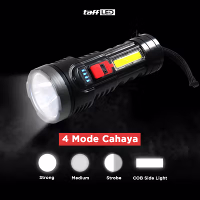 TaffLED Senter LED Cree XPE Waterproof Rechargeable IPX6 7800 Lumens - BL-822 - Black — gambar 3