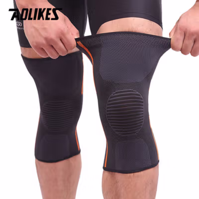 AOLIKES Deker Pelindung Lutut Support Brace Kneepad Gym Fitness 2 PCS Size L - 7719 - Black — gambar 3
