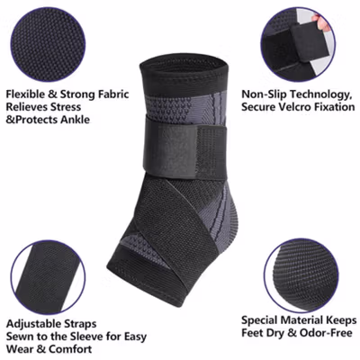 TaffSPORT Penyangga Engkel Sport Ankle Support Brace 1 PCS XL - J6223 - Black — gambar 3