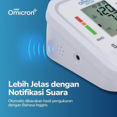 TaffOmicron Tensimeter Digital Pengukur Tekanan Darah Voice English - BW-3205 - White — gambar 3