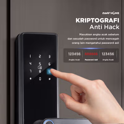 TaffHOME Smart Door Lock Fingerprint Password Bluetooth Card TTLock - A3F - Black — gambar 3
