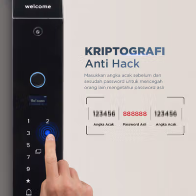 ALOY-X Smart Door Lock Fingerprint Password Card Digital Display Eques - A5 - Black — gambar 3