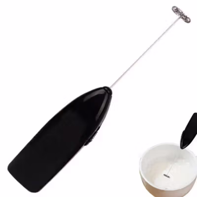 Hand Mixer Mini Pengocok Telur Milk Frother Electric Battery Power - F-016 - Black — gambar 3
