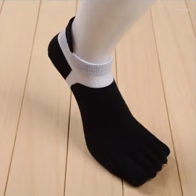 LUOYI Kaos Kaki Ankle Lima Jari Breathable Sock Pria 40-45 - T73001 - Black — gambar 3
