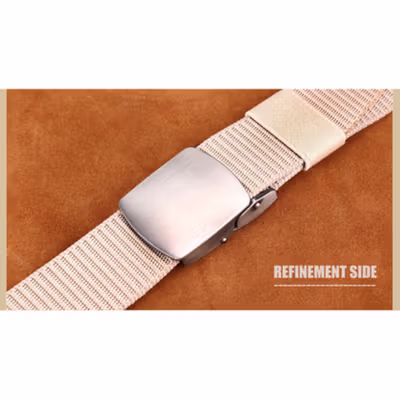 Rhodey Gesper Tali Ikat Pinggang Pria Canvas Stylish Buckle Belt 120cm - MU071 - Black — gambar 3