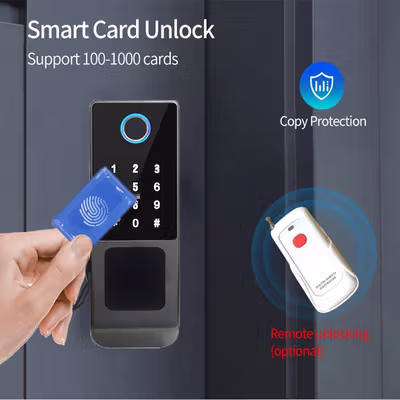 TaffHOME Smart Door Lock Fingerprint Password Card Waterproof IP66 Double Sided - G23 - Silver — gambar 3