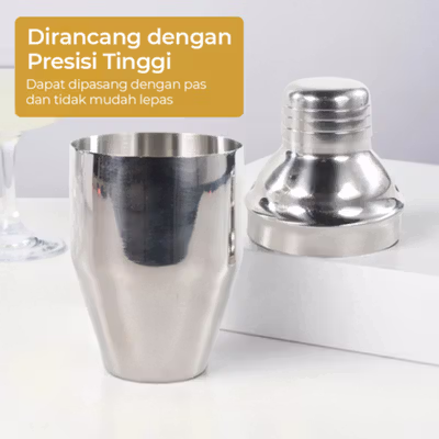 Cocktail Shaker Bartender Japanese Style Stainless Steel 200ml - Silver — gambar 3