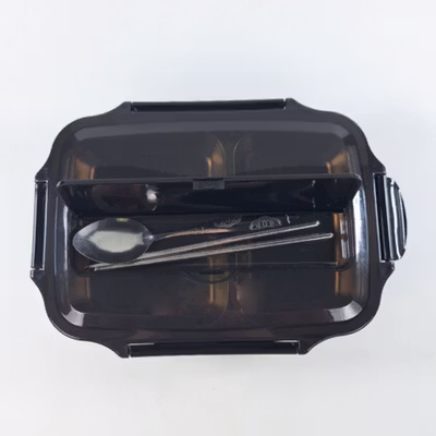 TaffHOME Kotak Makan Stainless Steel 304 Sealed Lunch Box 1.3L 3 Grid - U-4 - Black — gambar 3