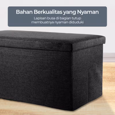 TaffHOME Sofa Kotak Penyimpanan Barang Foldable Storage Box 48x30x30cm - L170 - Black — gambar 3