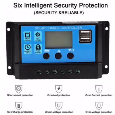 Taffware Solar Charger Controller Regulator LCD Dual USB 10A 12V 24V - W88-A - Black — gambar 3