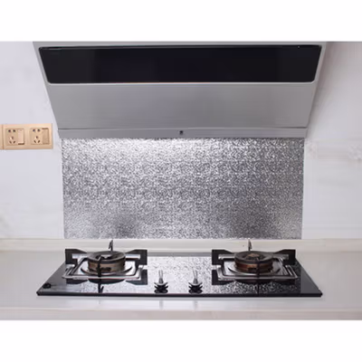 AWOO Sticker Wallpaper Aluminium Foil Anti Minyak Waterproof 100x60cm Cubic - YK-292 - Silver — gambar 3