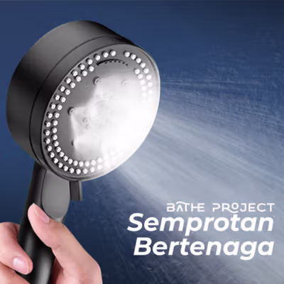 BATHE PROJECT Kepala Shower Mandi One-Key Stop 8 Mode Adjustable - SH28 - Black — gambar 3