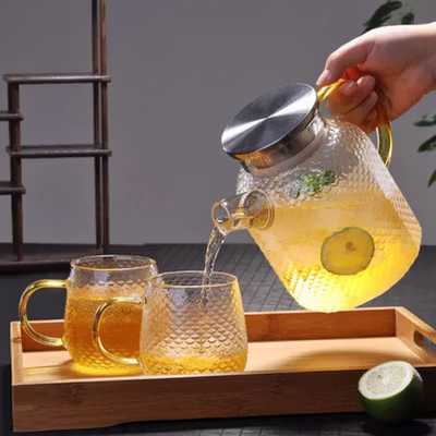 BORREY Teko Teh Pitcher Chinese Teapot Glass Tahan Panas Api 1514ml - CW2364 - Brown — gambar 3