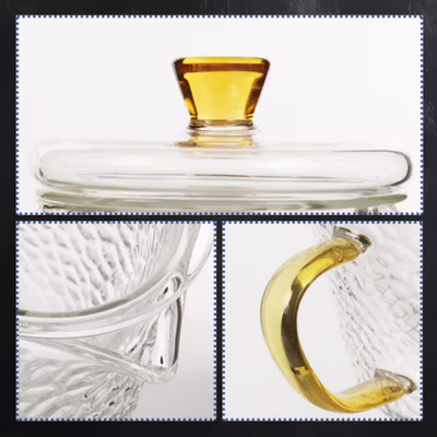 BORREY Teko Teh Kaca Saringan Tahan Panas Api Infuser Teapot 450ml - BR-035 - Transparent — gambar 3