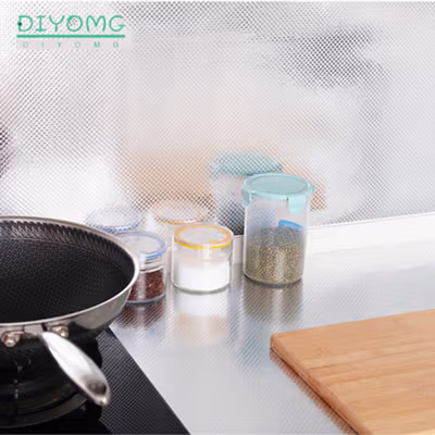 TaffHOME Sticker Wallpaper Aluminium Foil Anti Minyak Grid 200x60cm - CFT3 - Silver — gambar 3