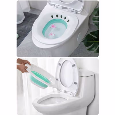 H&W Sitz Bath Baskom Kloset Perawatan Wasir Perineum Foldable - XSSG - Green — gambar 3