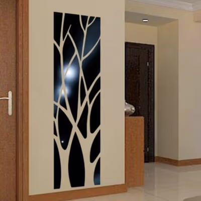 SOLEDI Sticker Cermin Dekorasi Dinding 3D Acrylic 1000x280mm - SL100 - Silver — gambar 3