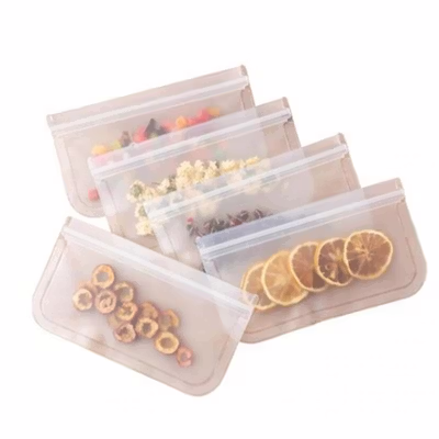 TaffPACK Kantong Plastik Organizer Makanan Silikon Food Bag Ziplock Size L - B0271 - Transparent — gambar 3