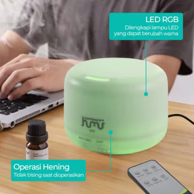 Taffware HUMI Air Humidifier Mini Ultrasonic Diffuser LED 300ml Remote - H24 - White — gambar 3