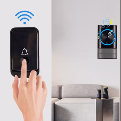 TaffHOME Bel Pintu Wireless Door Bell Waterproof EU Plug 45 Melodies - Q189 - Black — gambar 3