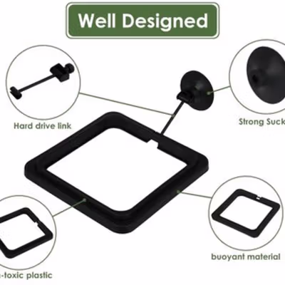 Aifeier Tempat Makan Ikan Aquarium Fish Feeding Ring Floating Feeder - AF106 - Black — gambar 3