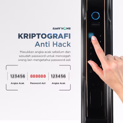 TaffHOME Smart Door Lock Fingerprint 3D Face Recognition Card Eques - A1 - Black — gambar 3