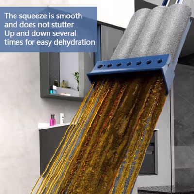 Bwohops Kain Pel Hands-free Lazy Flat Mop Wet and Dry with 2 Cloth - B39 - Dark Blue — gambar 3