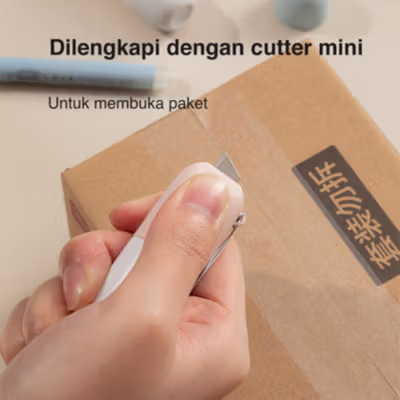 Deli Stempel Penghapus Resi 2 in 1 Cutter Pembuka Paket - JQ122 - Mix Color — gambar 3