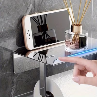 ELFLY Tempat Tisu Toilet Rak Gantung Kamar Mandi Storage Rack - K7 - Black — gambar 3