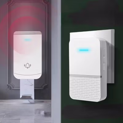 EZBEL Bel Pintu Wireless Door Bell Waterproof EU Plug 38 Tunes - B512 - White/Gold — gambar 3