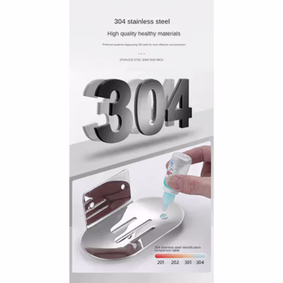 GUMI Tempat Sabun Kamar Mandi Tempel Multifungsi Stainless Steel - GM304 - Silver — gambar 3