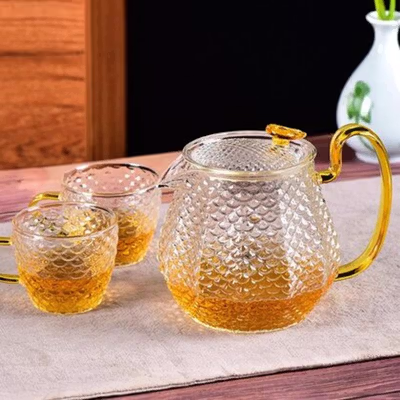 HMLOVE Teko Teh Kaca Saringan Tahan Panas Api Infuser Teapot 600ml - HM5 - Transparent — gambar 3