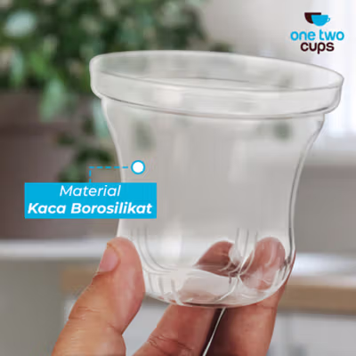 One Two Cups Saringan Teh Filter Pengganti Cangkir Teh Kaca 300ml - RAL3001 - Transparent — gambar 3