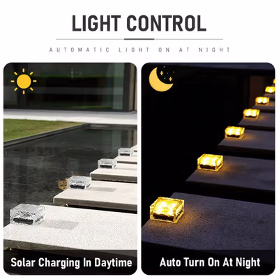 ARMOUR&DANFORTH Lampu Taman Outdoor Tanam Ice Brick Warm White 3000K Warm Light - GB066 - Transparent — gambar 3