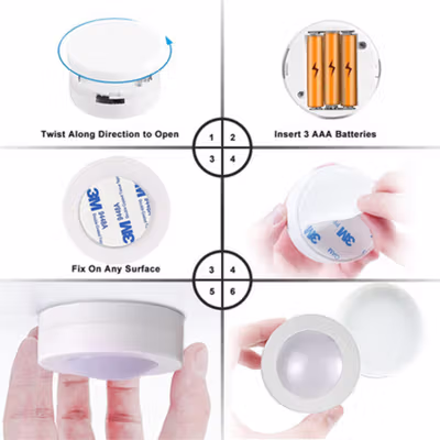 CANSHUO Lampu Mini LED Multifungsi Warm White 20 Lumens 1W 3 PCS - YJ-904 - Warm White — gambar 3
