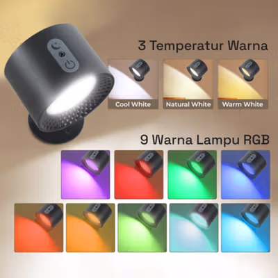 Fealive Lampu Hias Dinding Double Side Rechargeable RGB 3 Color 5W - BD01 - Black — gambar 3