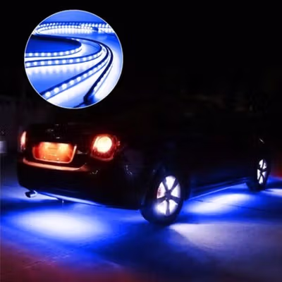 JIAMEN Lampu LED Strip RGB Mobil 90 dan 120cm 4 PCS with Remote - JIA4 - Black — gambar 3
